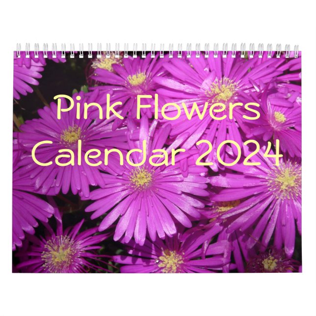 Calendrier des Fleurs roses 2024 avec grand nombre (Protection)