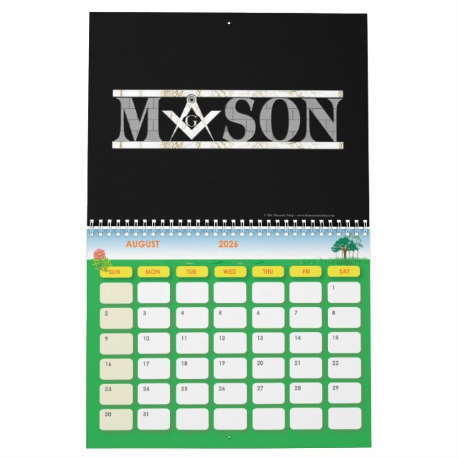 Calendrier des freemasons (Aug 2026)