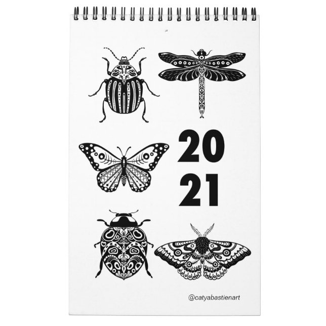 Calendrier des illustrations de bogues d'art popul (Dos)