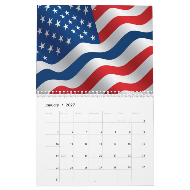 Calendrier des indicateurs de ligne bleue mince (Jan 2027)