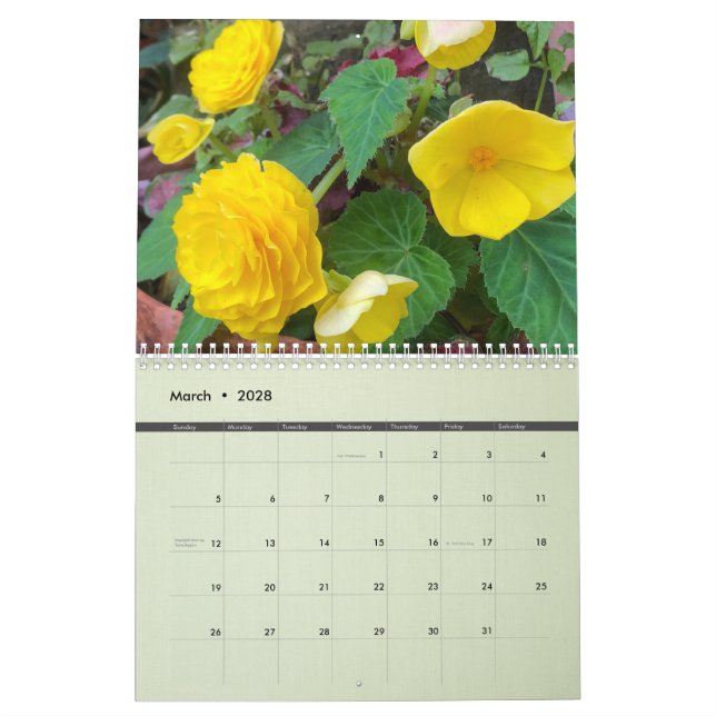 Calendrier des jardins de Tollerton 2024 pour l'En (Mar 2028)
