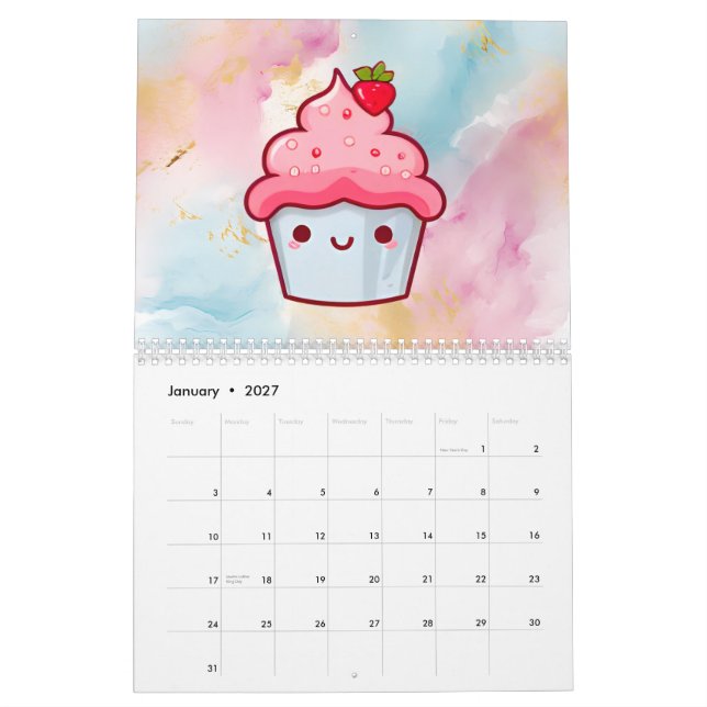 calendrier des muffins de nourriture de cupcake Cu (Jan 2027)