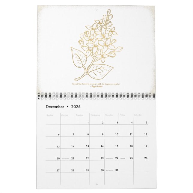 Calendrier des murs floraux 2023 | Or (Dec 2026)