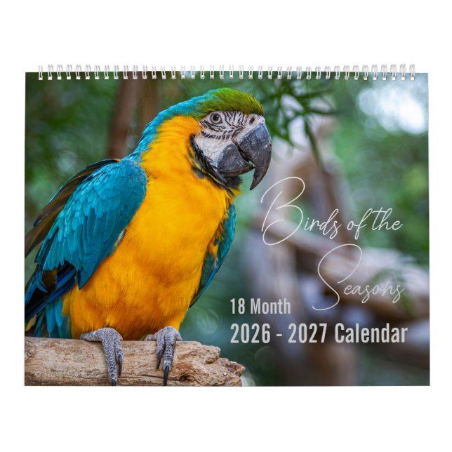 Calendrier des oiseaux 18 mois. Choisissez votre m (Protection)