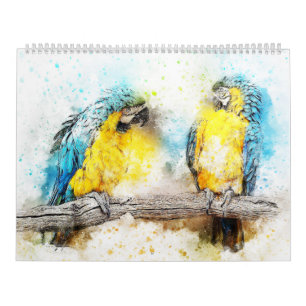 Calendrier des oiseaux d'aquarelle