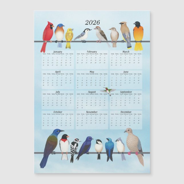 Calendrier des oiseaux jardins 2026 (Devant)