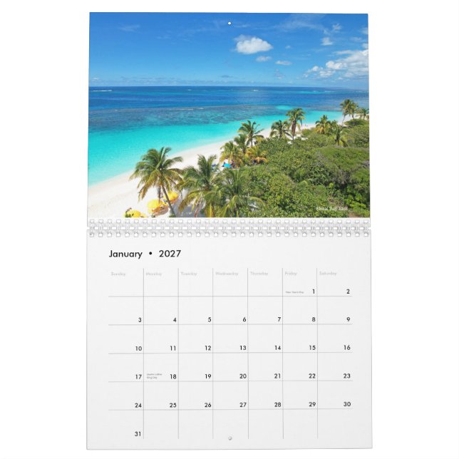 Calendrier des plages d'Anguilla 2027 (Jan 2027)