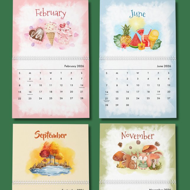 Calendrier des saisons à l'aquarelle (Créateur téléchargé)