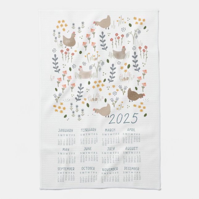 Calendrier des serviettes de thé 2025 Famille d'am (Vertical)