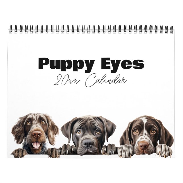 Calendrier des yeux de chiot de chien mignon (Protection)