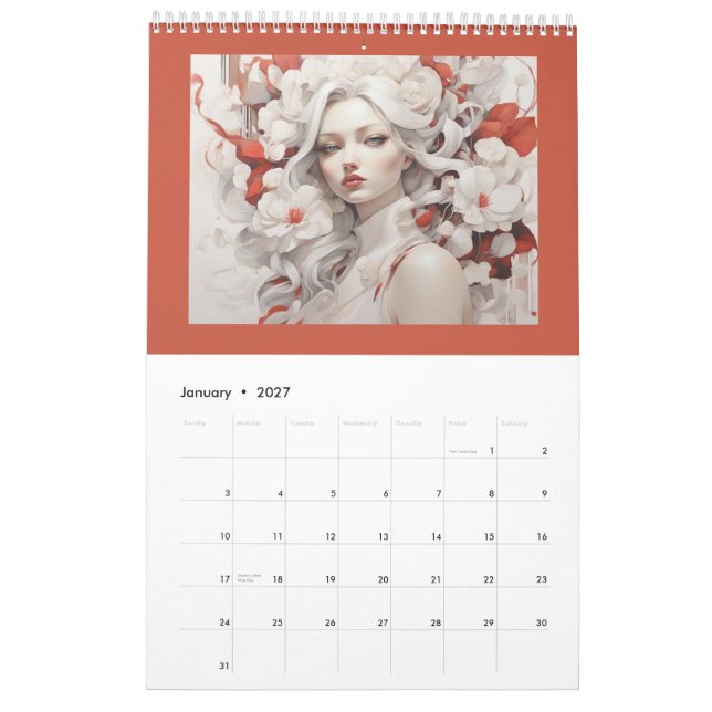 Calendrier Design d'art féminin élégant (Jan 2027)