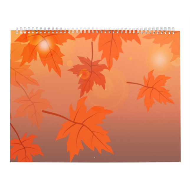 Calendrier Design d'automne avec feuilles d'érable et effet b (Protection)