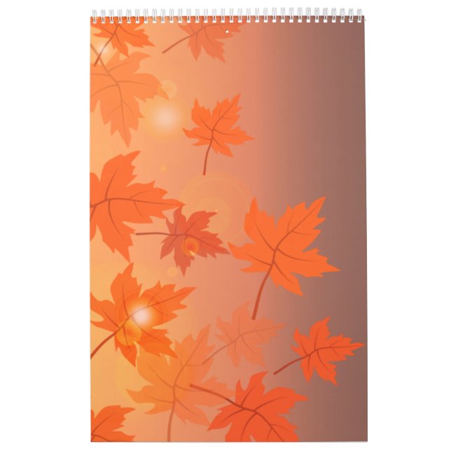 Calendrier Design d'automne avec feuilles d'érable et effet b (Protection)
