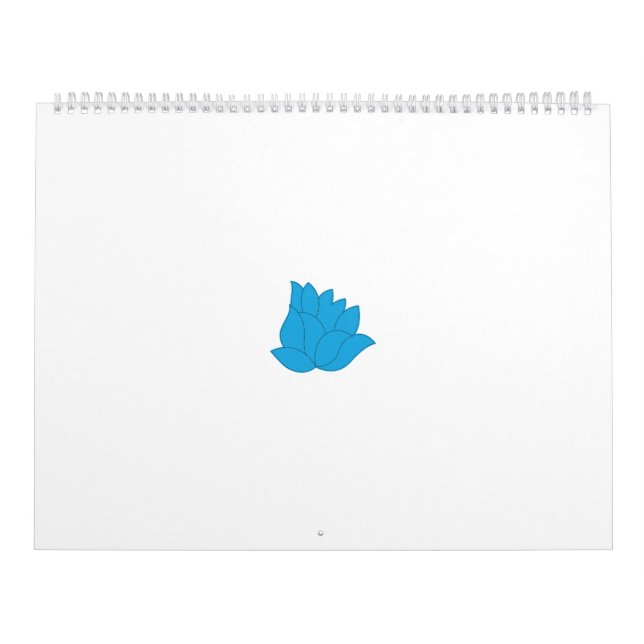 Calendrier Design de fleurs stylisées, bleu turquoise, avec c (Protection)