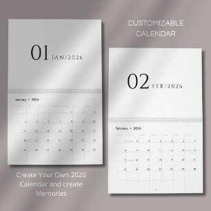 Calendrier Design minimaliste et épuré