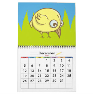 Calendrier Dessin animé d'oiseau jaune