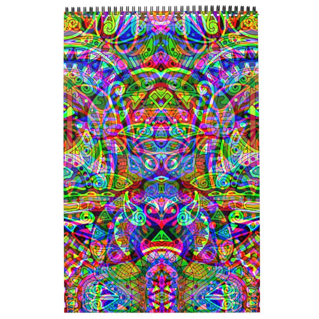 Calendrier Dessin d'art fantastique - Décalage néon abstrait  (Protection)