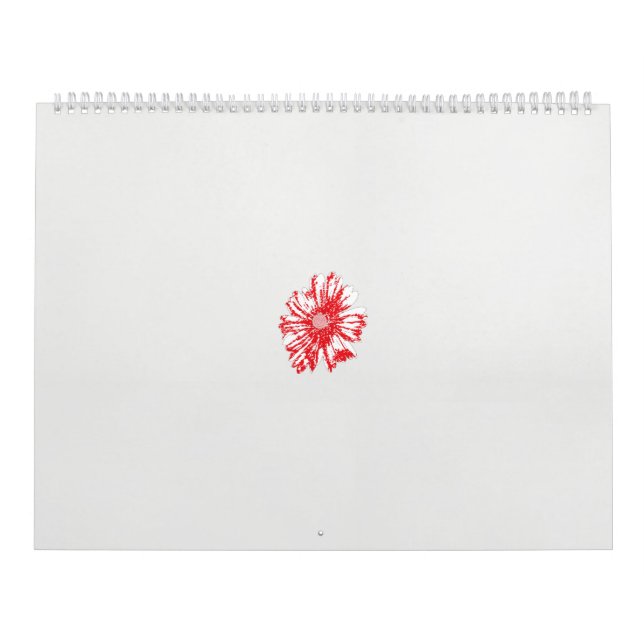 Calendrier dessin d'une fleur rouge sur un arrière - plan bla (Protection)