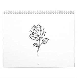 Calendrier Dessin minimaliste de rose au trait Élégante flore
