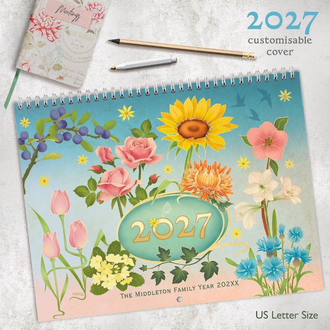 Calendrier dessiné à la main Art Nouveau Fleurs (Créateur téléchargé)