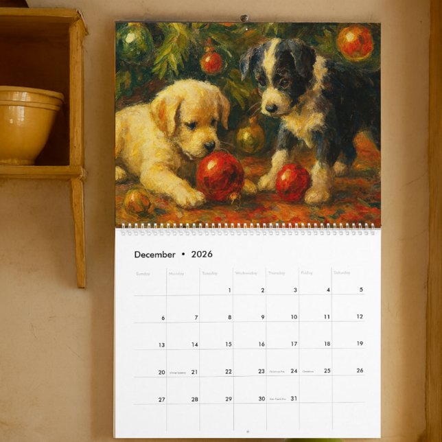 Calendrier Deux Chiots Mignons (Créateur téléchargé)