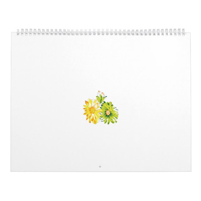 Calendrier Deux fleurs jaunes et vertes sur un arrière - plan (Protection)