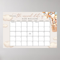 Calendrier Devinez la date prévue Poster Ours Bleu