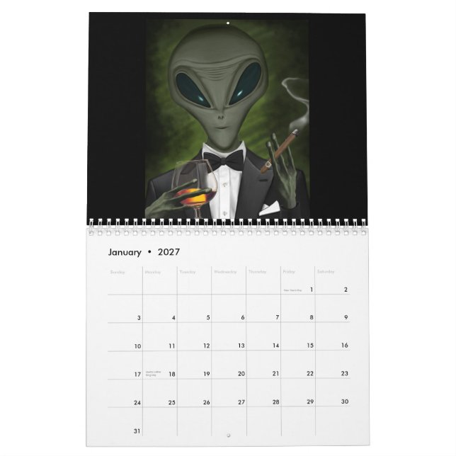 Calendrier d'Humour UFO et Alien (Jan 2027)