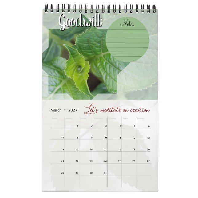 Calendrier Dieu méditation : étoile, mots & notes (Mar 2027)