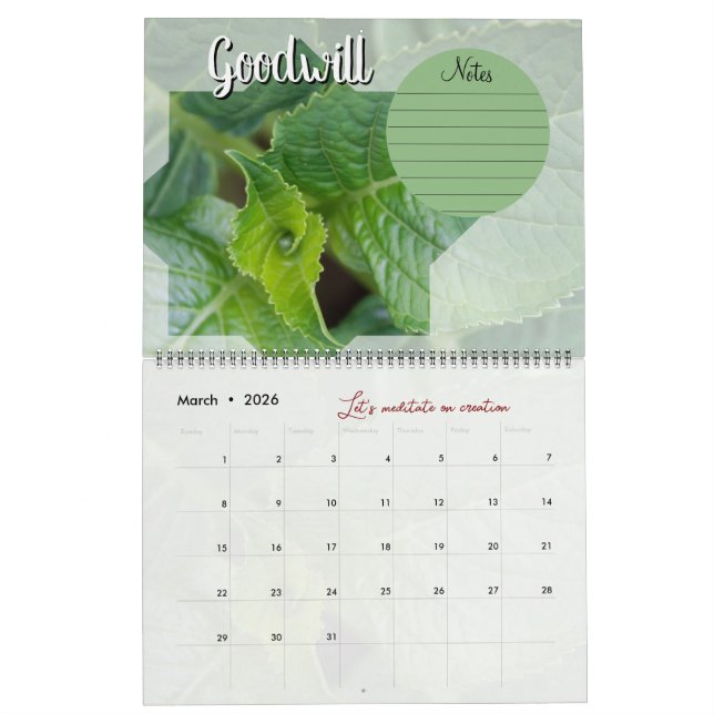 Calendrier Dieu méditation : étoile, mots & notes  (Mar 2026)