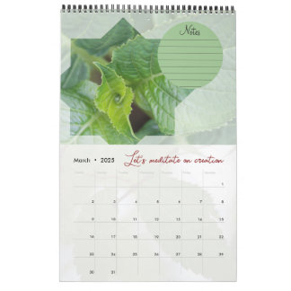 Calendrier Dieu méditation jardin : étoile & notes