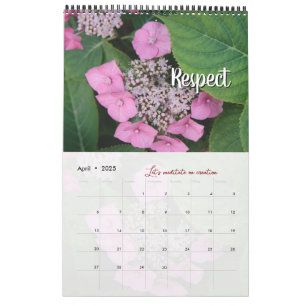 Calendrier Dieu méditation photo jardin : mots