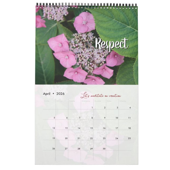 Calendrier Dieu méditation photo jardin : mots (Apr 2026)