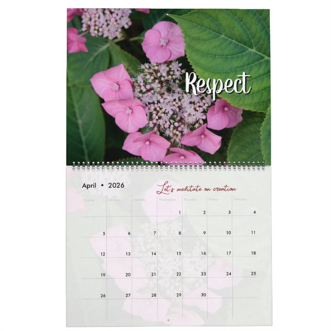 Calendrier Dieu méditation photo jardin : mots (Apr 2026)