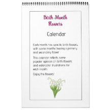 Calendrier d'illustrations florales personnalisées
