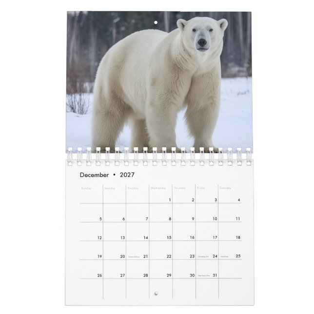 Calendrier d'images d'animaux (Dec 2027)