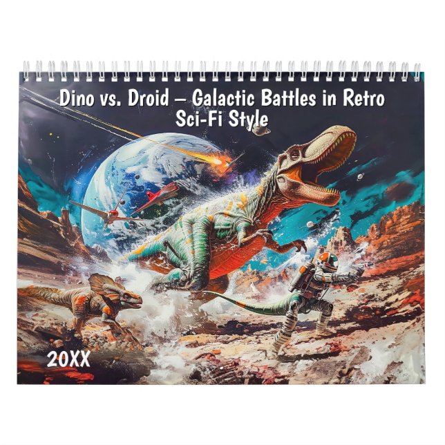 Calendrier Dino vs. Droid – Galactic Battles in Retro Sci-Fi  (Protection)