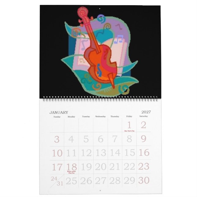 Calendrier d'instruments de musique (Jan 2027)