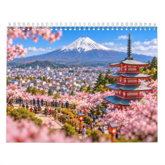 Calendrier Diorama-style famous Japanese tourist spots