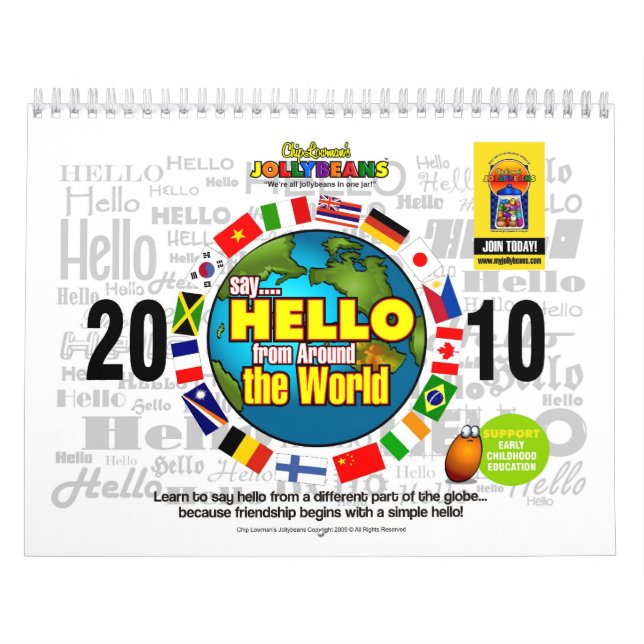Calendrier Dites BONJOUR de partout dans le monde (Protection)