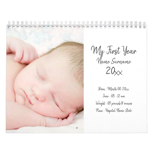 Calendrier DO-IT-YOURSELF photo de bébé première année de nou (Protection)