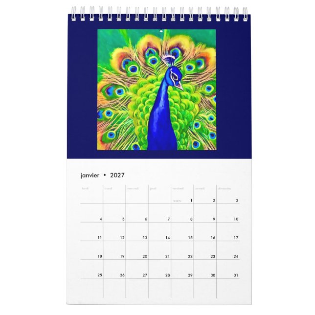 Calendrier double page Petit, Blanc Animaux  (Jan 2027)