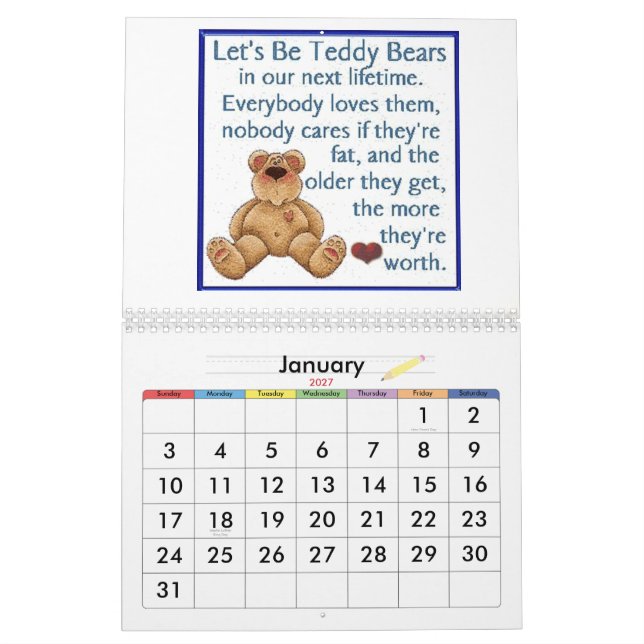 Calendrier d'ours de nounours (Jan 2027)