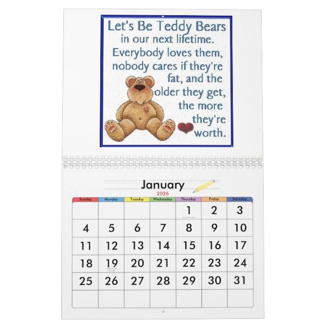 Calendrier d'ours de nounours (Jan 2026)