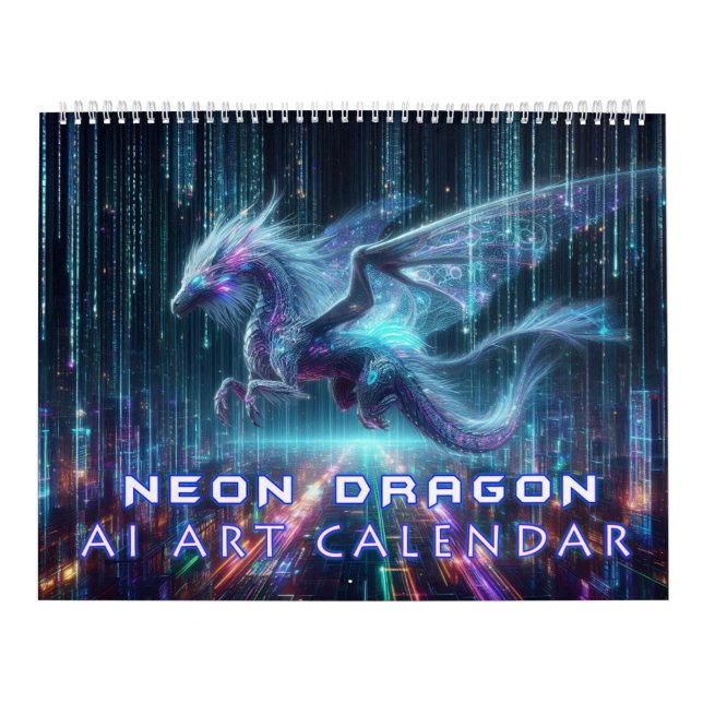 Calendrier Dragon Néon IA Art (Protection)