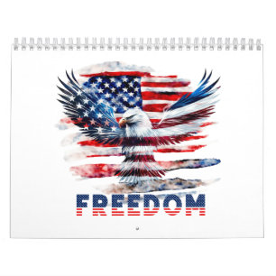Calendrier Drapeau et aigle des Etats-Unis.Liberté.