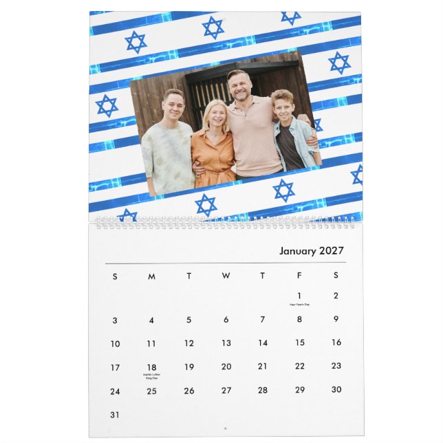 Calendrier Drapeau Israël ל ו ח ש נ 2026 Juif américain ה 202 (Jan 2027)