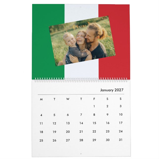 Calendrier Drapeau italien 2026 Calendario Personalizzato per (Jan 2027)