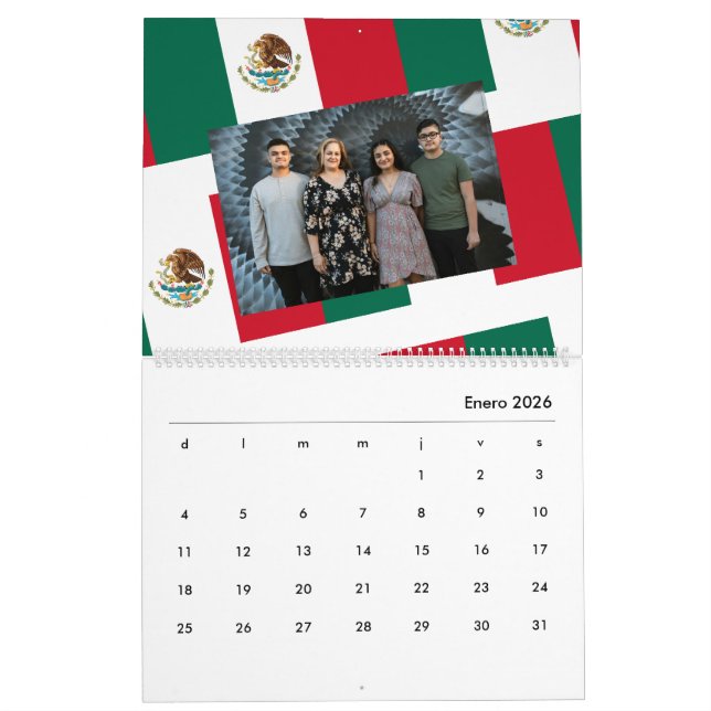 Calendrier Drapeau Mexicain Ajouter Votre Photo 2026 (Jan 2026)