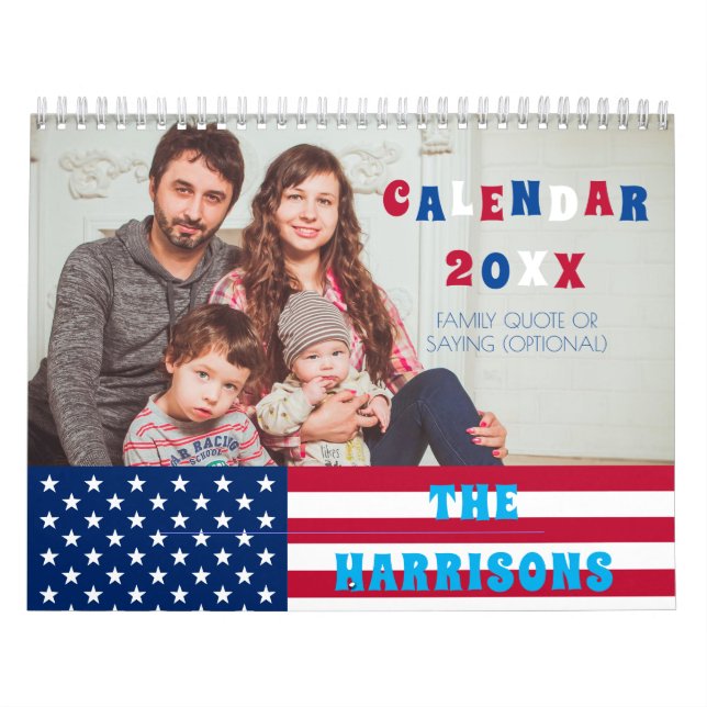 Calendrier Drapeau USA & Family Photo Retro (Protection)